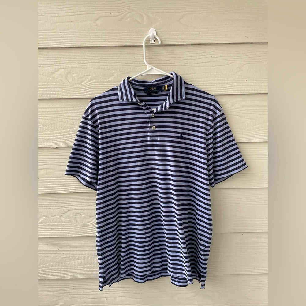 Polo Ralph Lauren Blue Striped Classic Fit Polo Shirt Men’s Size M
